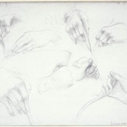 Study of a surgeon's hands drawn by Barbara Hepworth in 1973